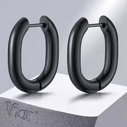 Vnox Men Hoop Earrings, Geometric Round Square Triangle Star Shaped Small Huggie, Cool Punk Rock Boy Ear Jewelry