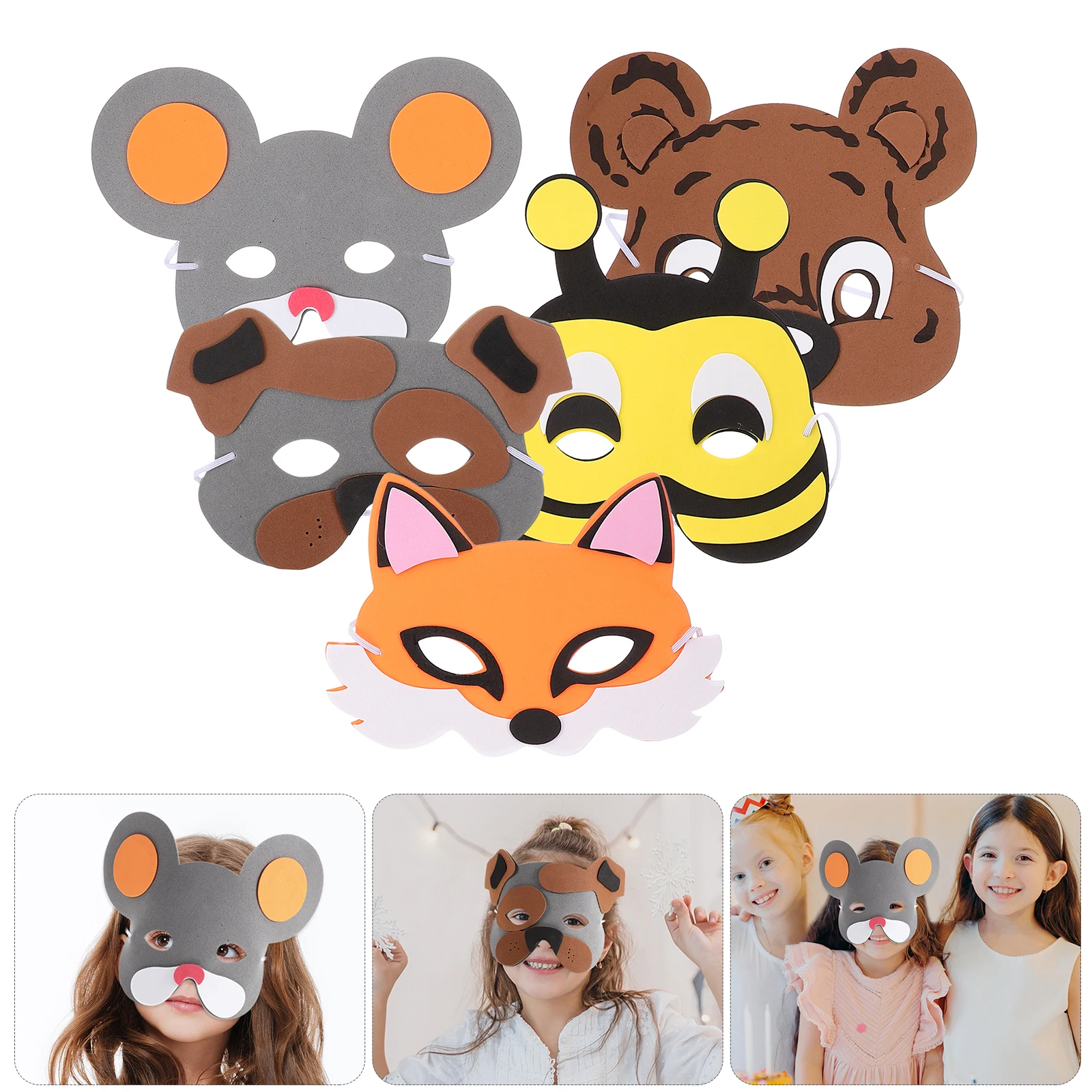 

5 Pcs Animal Mask Halloween Party Masks for Kids Farm The Cartoon Christmas Child