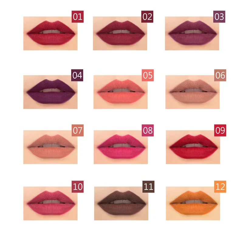 12pcs/set Lip Liner Set Matte Lipstick Pencil Waterproof Velvet Lip Pencil 12 Color Waterproof Hook Line Lip Pencil Makeup