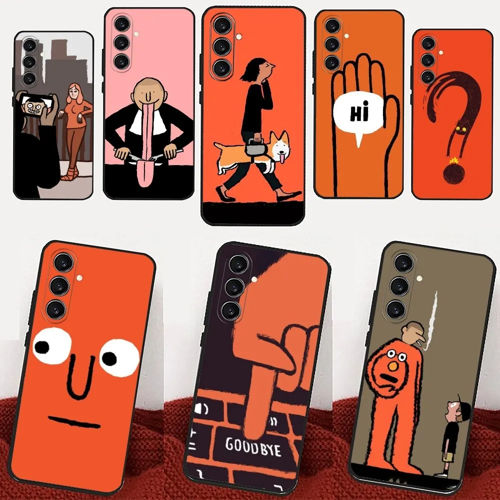 J-Jean Jullien  Phone Case For Samsung Galaxy A13,21s,22,31,32,52,53,71,80,91 Black Soft Cover