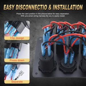 Voltímetro Rocker Switch Panel, Carregadores USB, Luz Toggle, Acessórios para Barco, Carro Marinho, Caravanas de Campista RV, 4 Botões, 12V, 24V 12 principais vendas lancha painel - №4