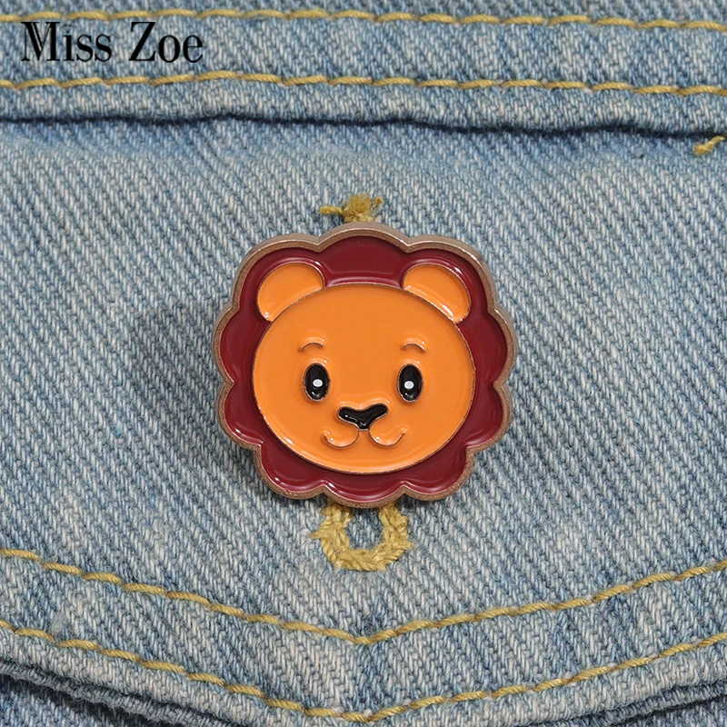 Cute Flower Little Bear Lion Enamel Pins Custom Lovely Collar Brooches Lapel Badges Clothes Animal Jewelry Gift for Kids Friends