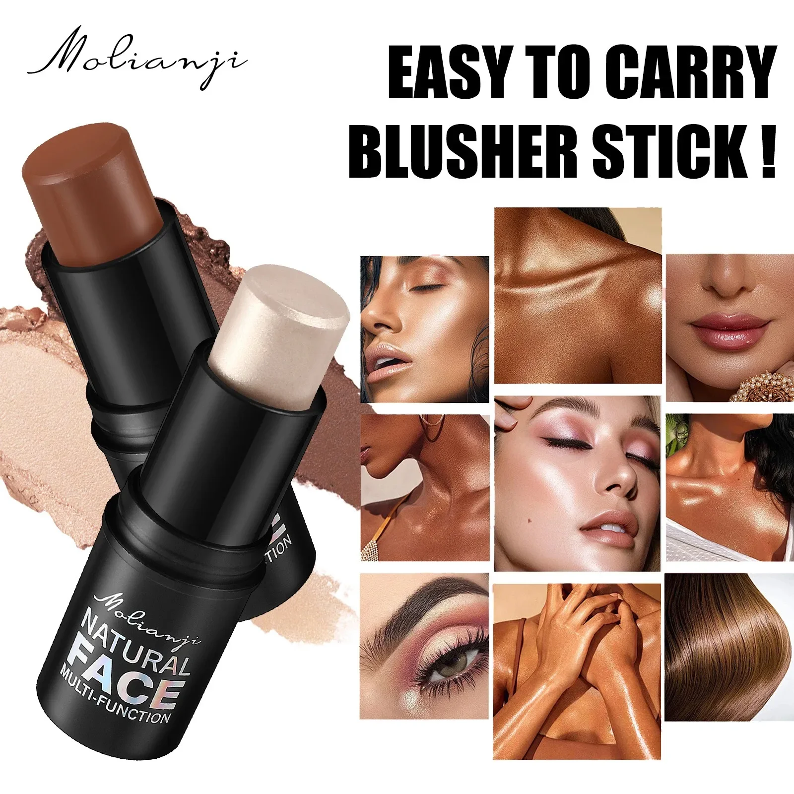3 IN 1 Blush Eye Shadow  stick waterproof makeup Bloom Long-lasting All Day 6 COLORs Makeup Product for Enhanced Beauty
