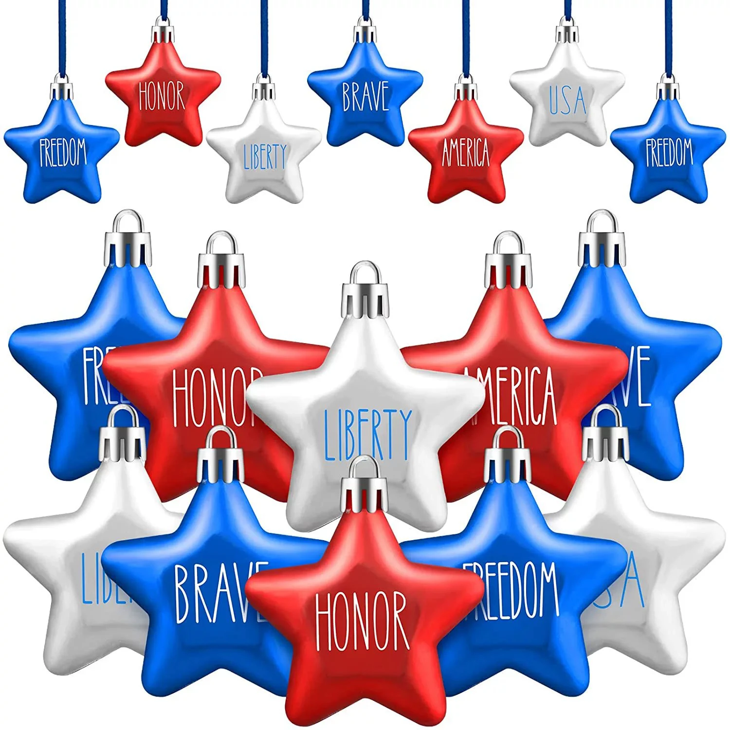 

5cm Patriotic Star Ornaments for Independence Day Party Decorations Hanging Balls Usa Tree Star Decor Five Pointed Stars