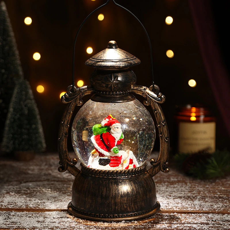Christmas Glowing Night Light Wind Lamp Gift Small Oil Lamp Desktop Decoration Retro Ornaments