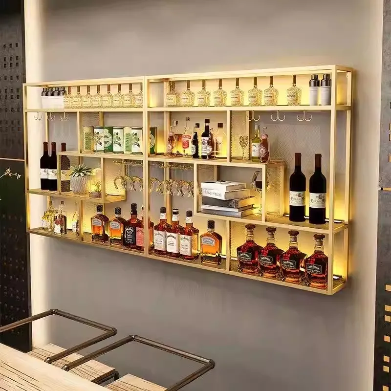 

Commercial Gold Bar Cabinet Hanging Metal Drink Retail Wine Cabinet Coffee Dining Room Armario Para Vinos Bedroom Decoration