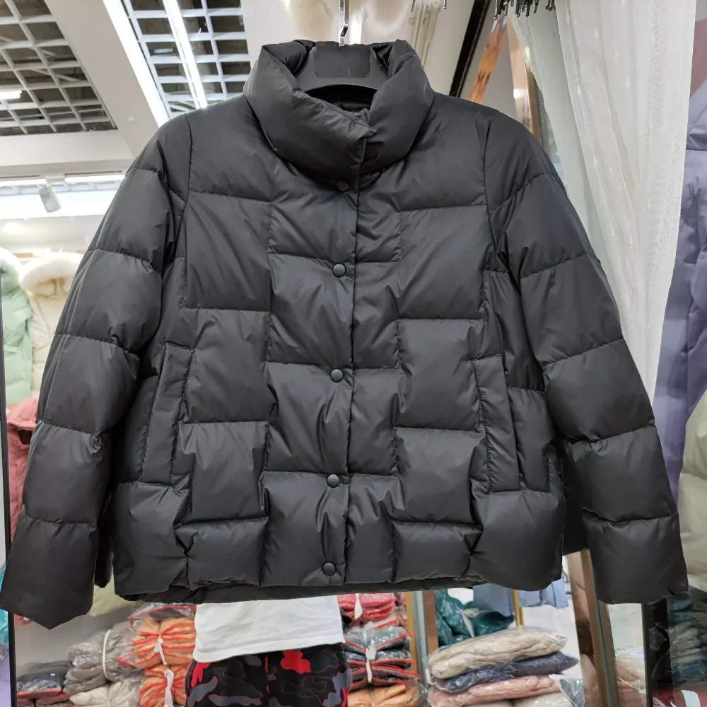 2025 neue Herbst Winter Unten Kleidung Frauen Mode Dicke Warme Puffer Jacke Weibliche Feste Puffy Weiße Ente Unten Mantel Dame