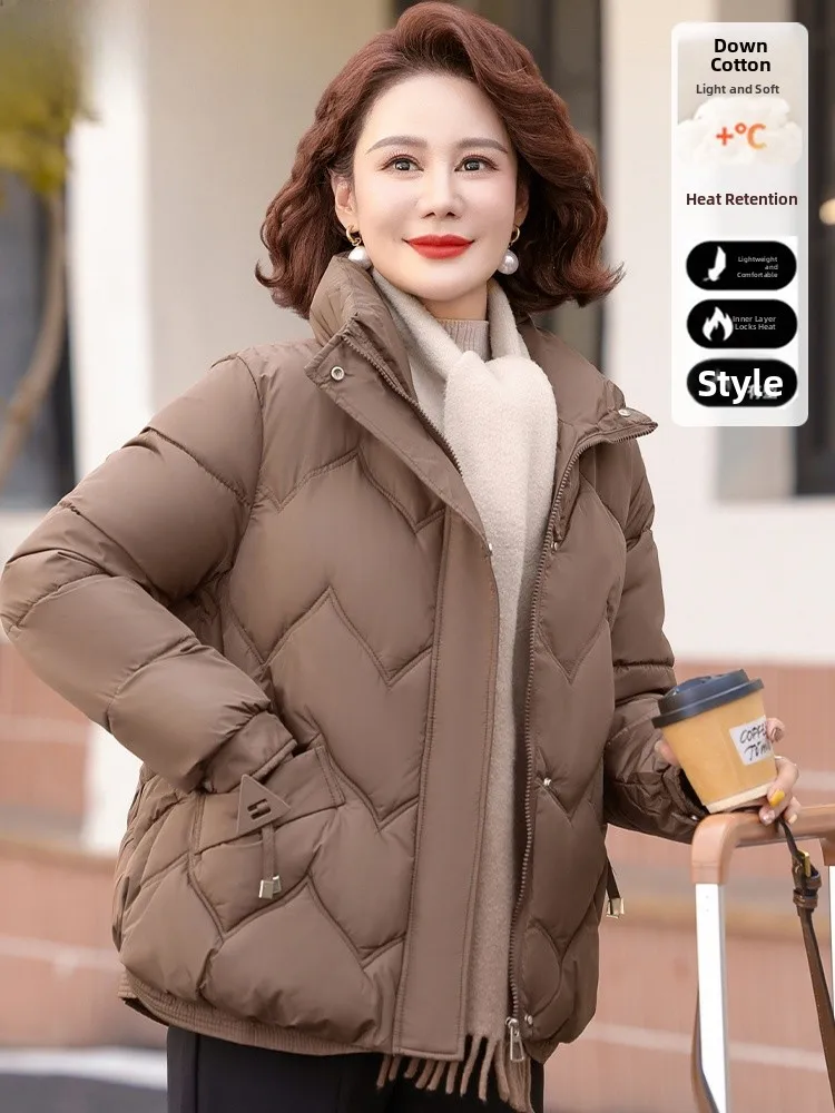 

Warmth down Cotton Jaet ort Sle for Middle-Aged And ly Women Faionable Thiened Winter Outerwear Zipper Closure