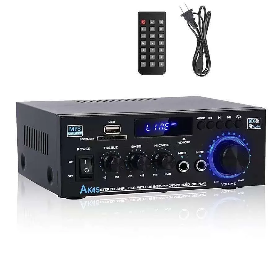 AK45 HiFi Digital Bluetooth 2.0 Channel Audio Amplifier MP3 Sound Power Amp Stereo Home Automotive Car Speaker Max 350W X 2