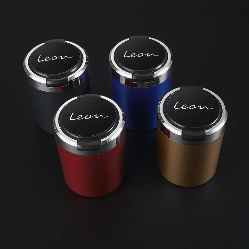 Portable car ashtray with LED light detachable car ashtray for  SEAT LEON with logo Car Accessories