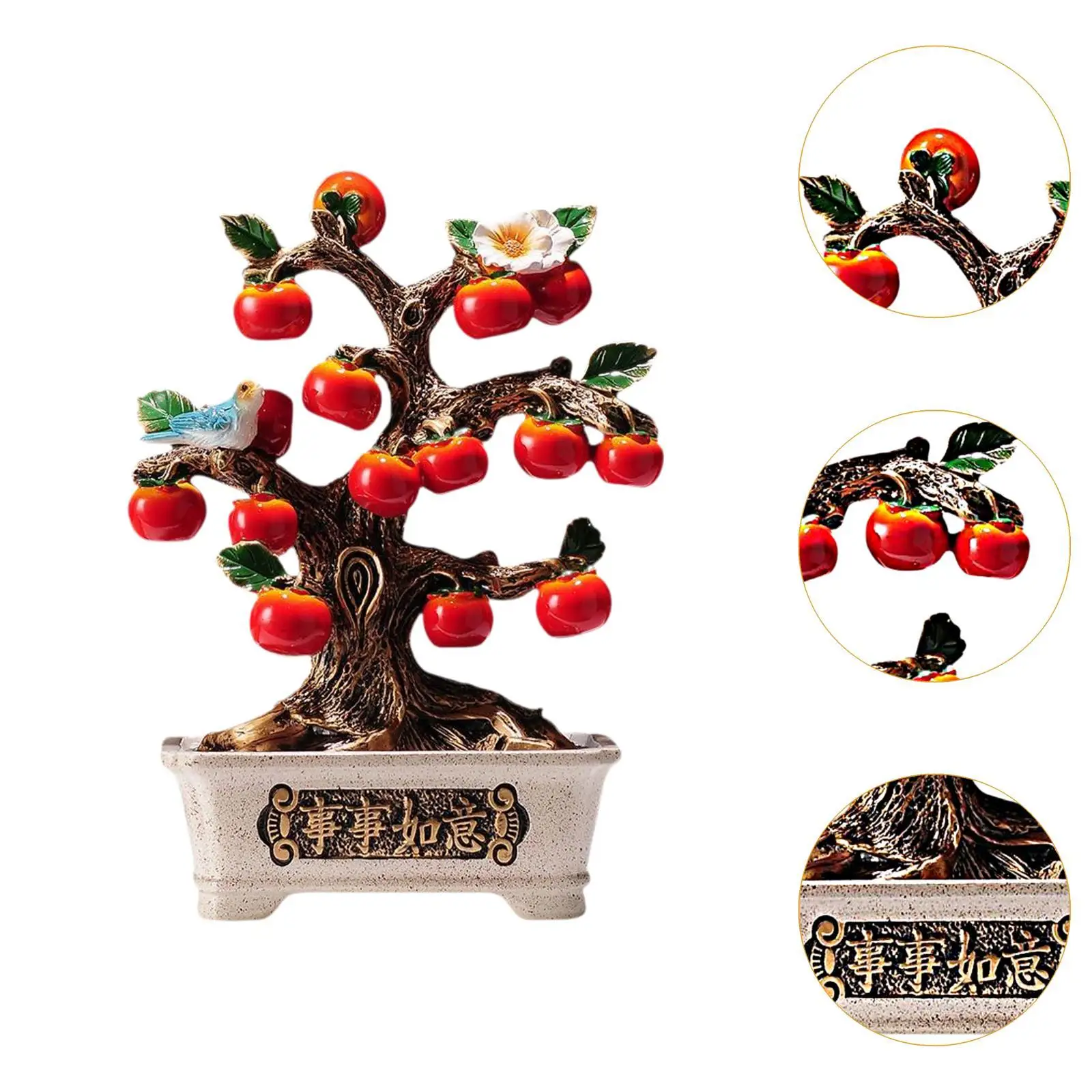 Resin Persimmon Statue Blessing Table Ornaments Chinese Decoration for Cabinets