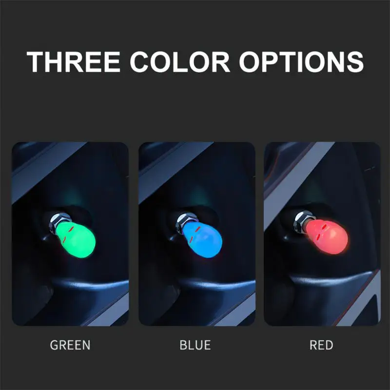 1~10PCS Skull Luminous Tire Valve Caps Wheel Spoke Tire Valve Skull Shape Light Motorcycle Bike Light Emitting