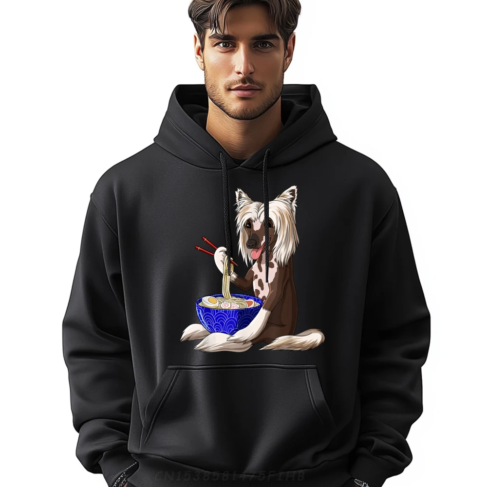 

Funny Japanese Kawaii Dog Ramen Noodles Chinese Crested Luxury Designer Men White Hoodies Men