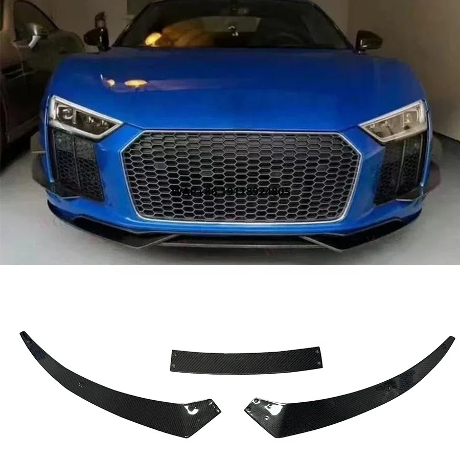 

3 PCS Carbon Fiber Front Bumper Lip Spoiler Chin Splitters for R8 V8 V10 2015-2019 Front Front Car Styling