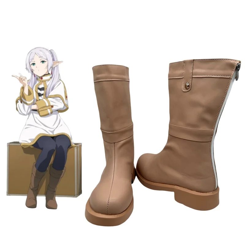 Frieren Sapatos Cosplay Anime Sapato Mulheres Botas De Couro PU