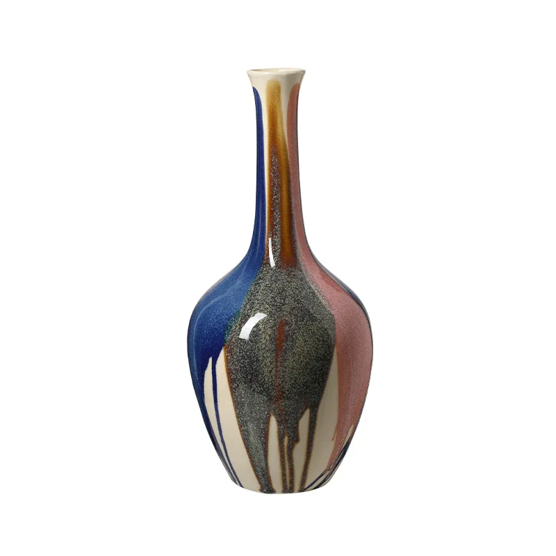 Nordic Modern Abstract Color Splash Glaze Ceramic Vase Model Room Villa Living Room Dining Table Flower Arrangement