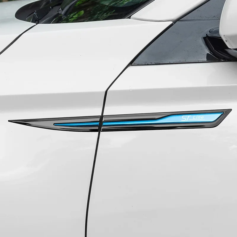 2 قطعة باب السيارة الحاجز الجانب شفرة شارة جسم السيارة واقية سيارة ملصق معدني لفورد فوكس MK4 ST خط ملصق اكسسوارات #4