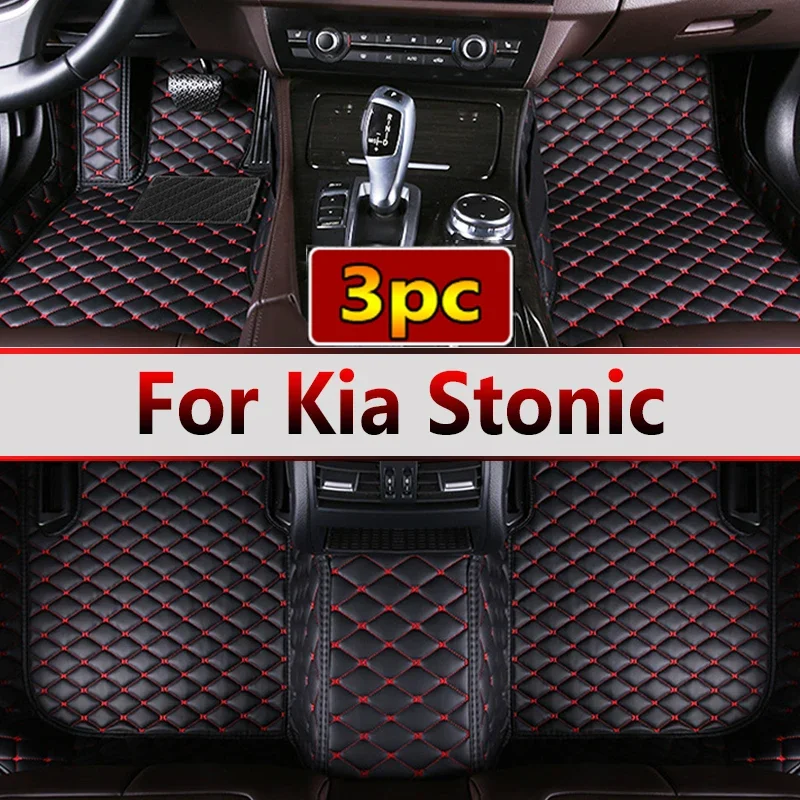 Custom Automotive Car Floor Mats For Kia Stonic 2017 2018 2019 2020 2021 Auto Luxury Leather Men Women Car Mats Full Coverage