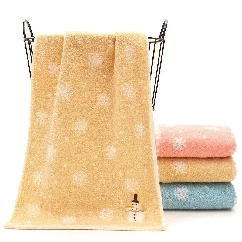 Christmas Hand Face Towel  for Kids 100% Cotton Snowman Washing Cloth  Home Towels Bathroom New Year Xmas Gift