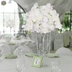 Artificial 50CM White Butterfly Orchid Rose Hydrangea Flower Ball Wedding Roadside Tabletop Flower Banquet Party Window Decor