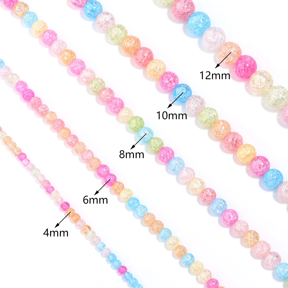 1 Strand 4/6/8/10/12mm Round Popcorn Crystal Glass Beads Multicolor Loose Beads For Jewelry Making DIY Bracelets Accessories