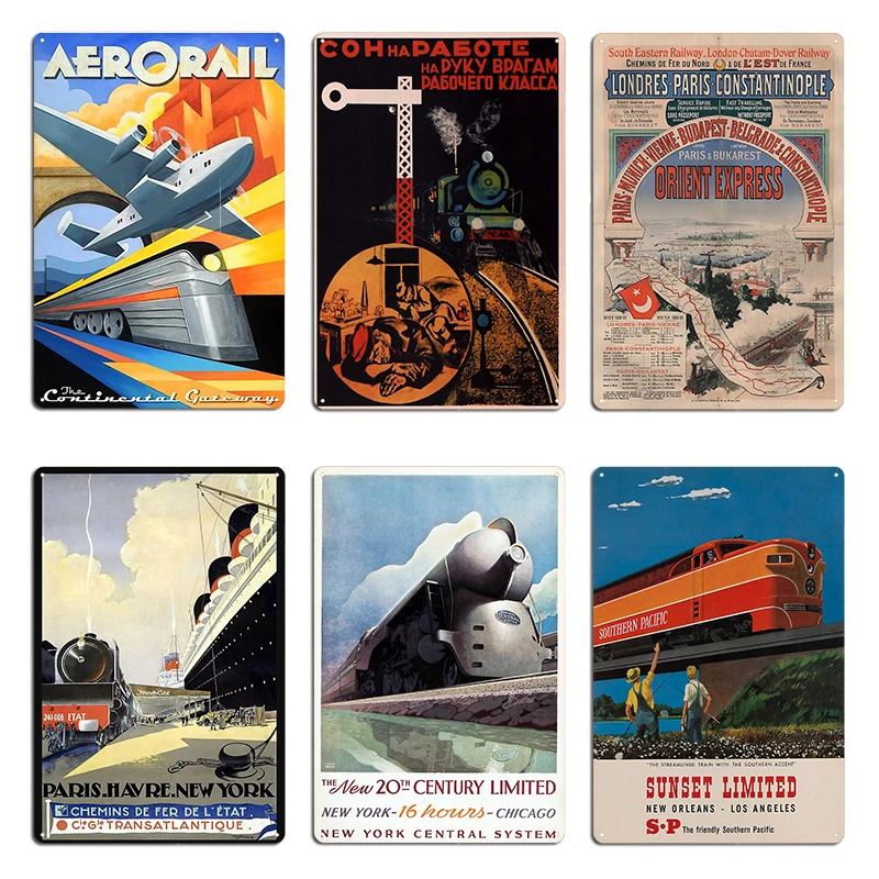 Orient Express Constantinople Trans Europe Express Vintage Train Travel Metal Printing Garage Club Cave Painting Tin Sign Poster
