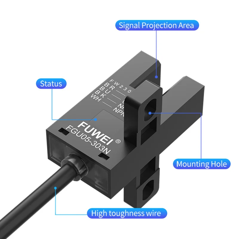 FUWEI-interruptor de límite de Sensor inductivo de FGU05-303N, interruptor fotoeléctrico de ranura en U