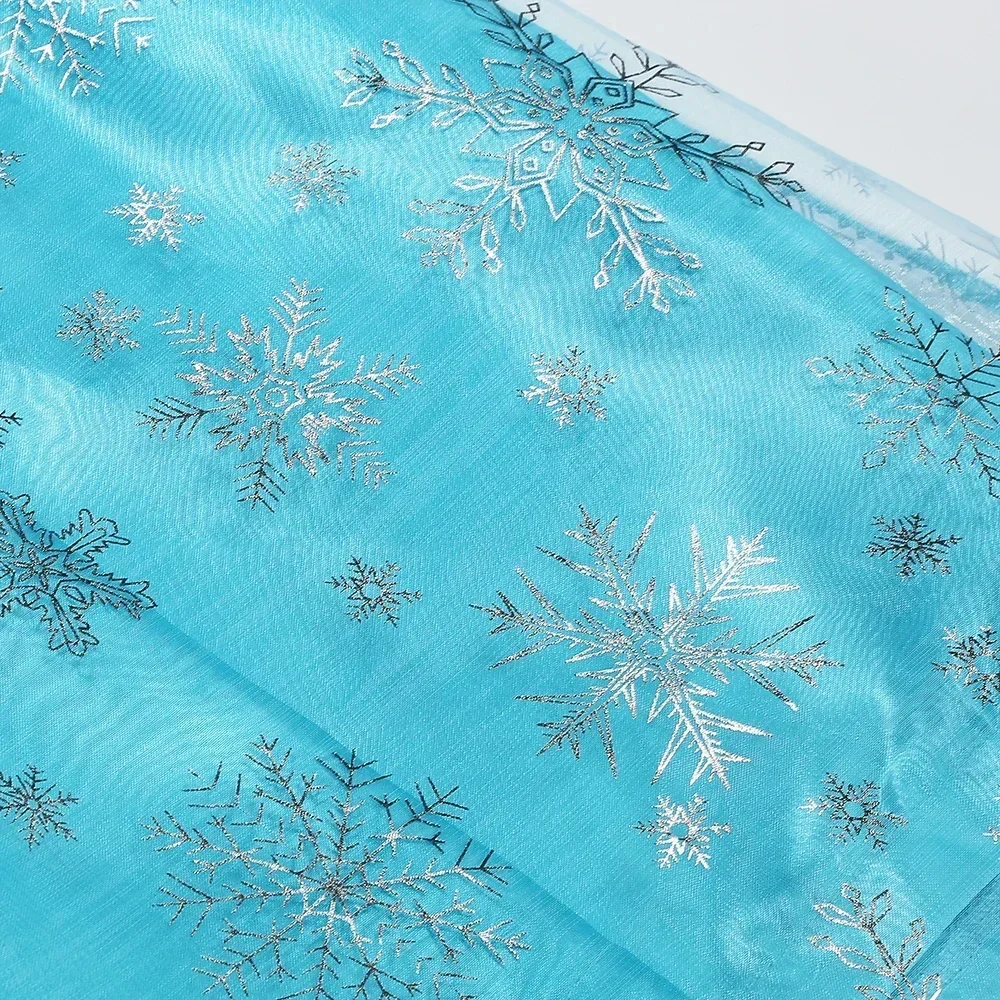 Mädchen Eis-Schnee-Prinzessin Paillettenkleid mit Langem Transparentem Umhang und Funkelnder Schleppe für Karneval, Geburtstag, Bühnenauftritt und Verkleidung – Detail 4