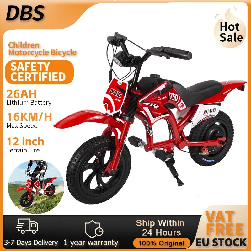 JKING – moto électrique pour enfants, batterie 26ah certifiée de sécurité, vitesse 16 km/h, pneu de 12 pouces, charge maximale de 50 kg avec écran LCD, vélo électrique