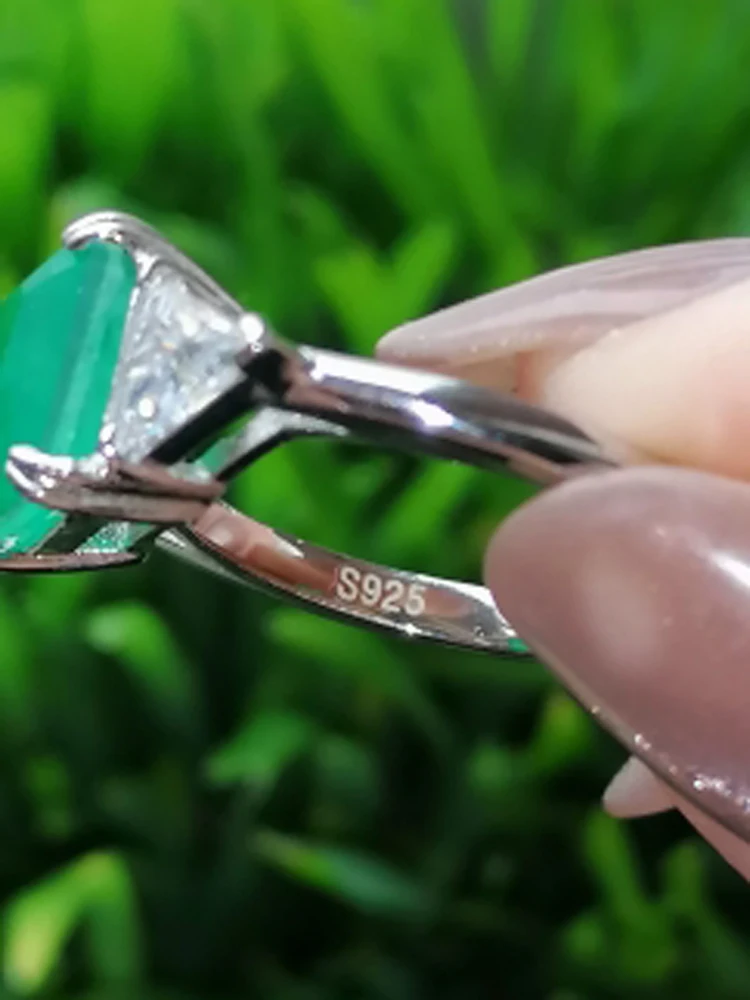 Silver Color Paraiba Tourmaline Birthstone Rings For Women Wedding Birthday Party Ring Ladies Fashion Jewelry Wholesale