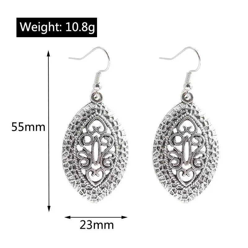 Bohemian Tropfen Ohrringe für Frauen Ethnische Retro Silber Farbe Tier Blume Quaste Baumeln Ohrringe Mädchen Party Urlaub Schmuck Geschenke – Detail 3