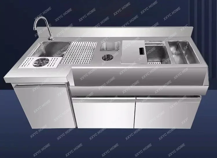 Stainless steel bartending table workbench equipment console