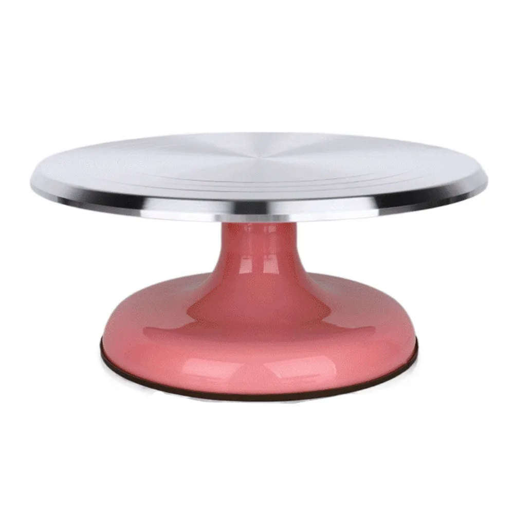 

Aluminum Alloy Birthday Cake Turntable Non Slip 10 /12 Inch Cake Decorating Spinner Silicone Bottom Smooth Rotation
