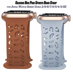 Correa de silicona con pata de perro para Apple Watch, pulsera de 44mm, 41mm, 42mm, 40mm, 49, 45, 38, serie iWatch Ultra 2, 9, 8, 7, 6, 5, 4, 3 SE