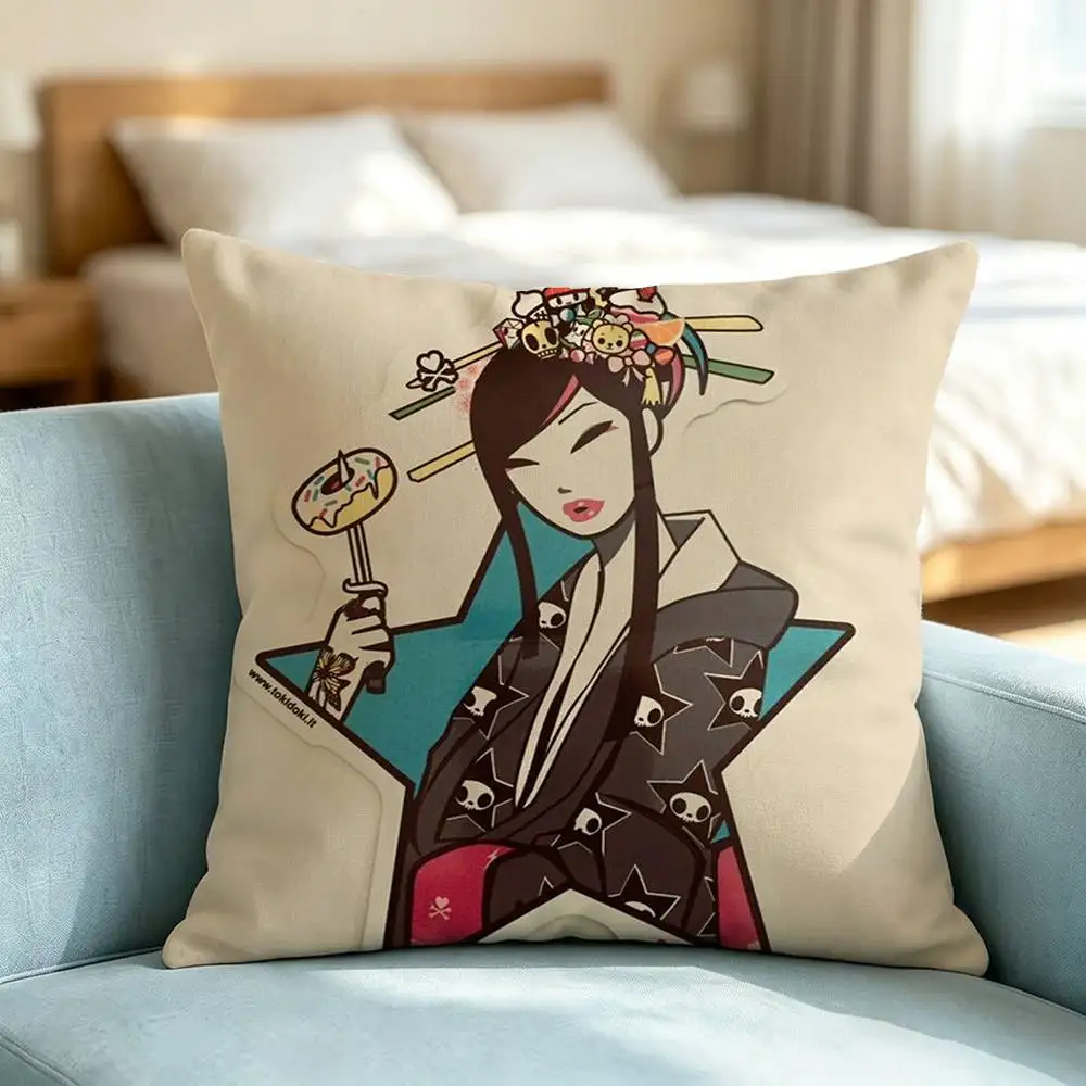 Tokidoki Vivid C-Colors  Pillow Case Square Double-Sided Sofa Cushion Cover Bedroom Bedside Pillow Gift