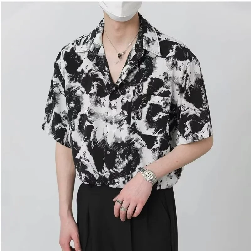 

Large Size Men's ort Sve irt Ice Silk Thin Design High-End Feeling Seven-Five Sve Men's Design Summer Outerwear