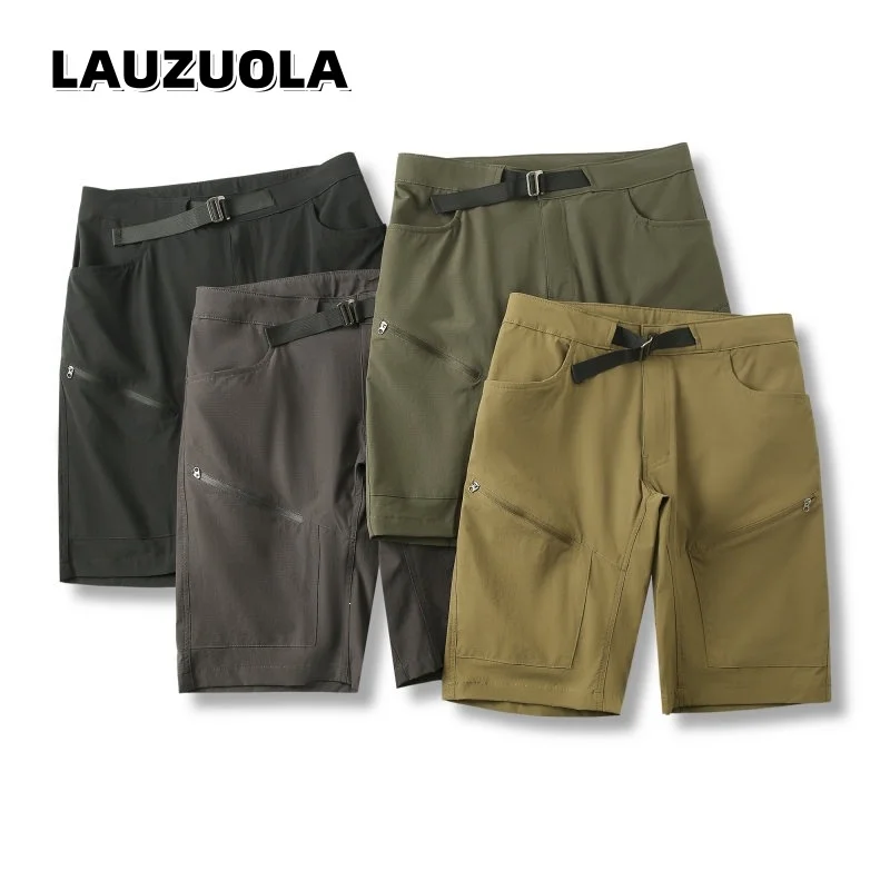

Men Quick Dry Outdoor Hiking Shorts Adjustable Buckle Waist Multi Zipper Pocket Stretch Cargo Shorts Climbing Casual Short Pants