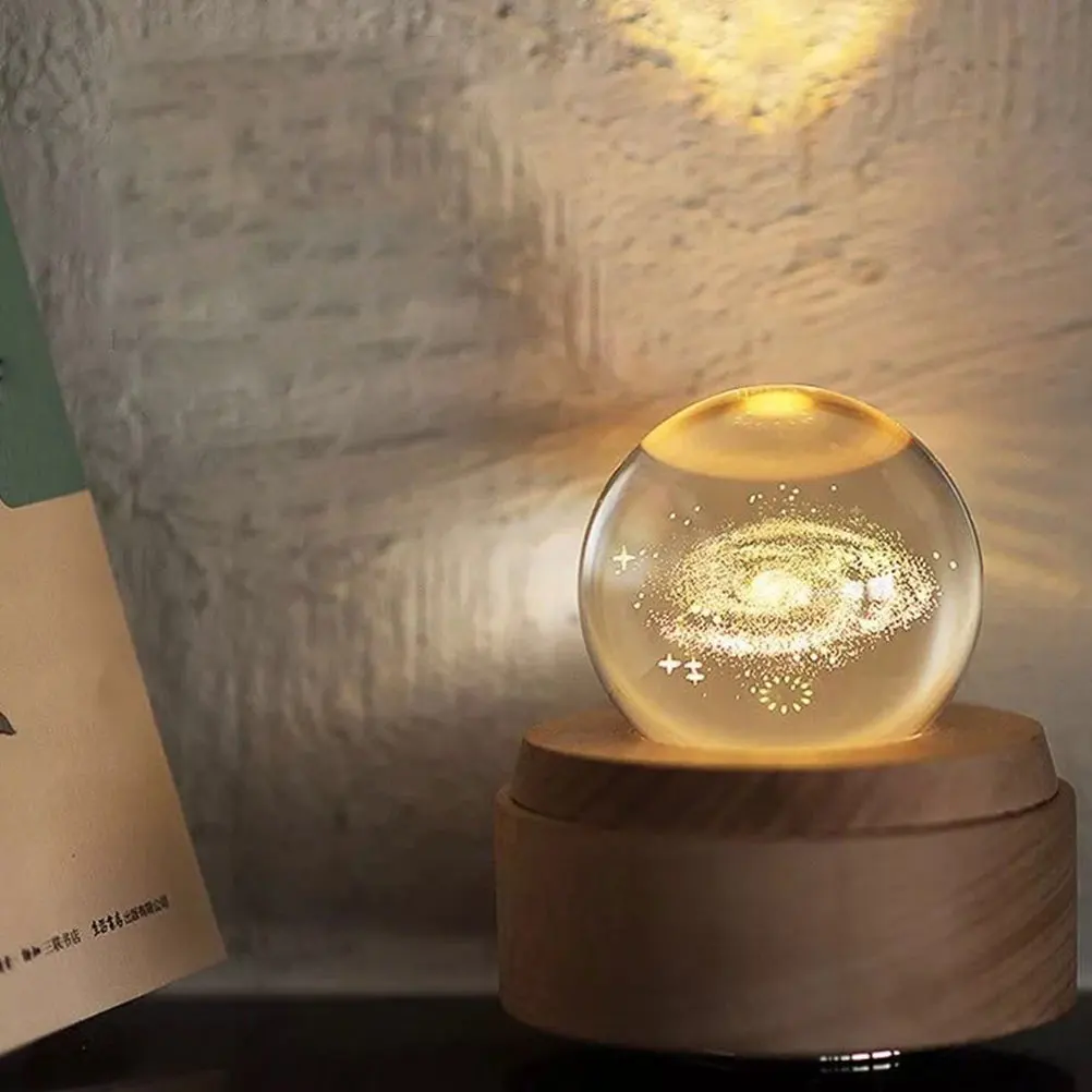 

Crystal Ball Box Rotating Night Light Crystal Ball Desktop naments USB Powered Glass Decoration Desktop Crafts Star Melody