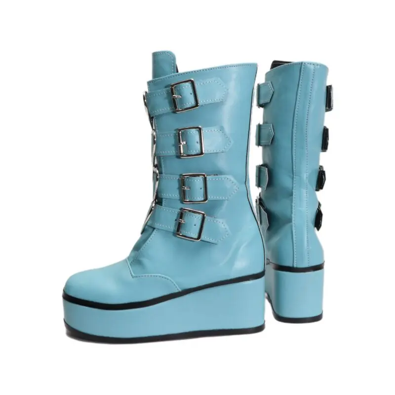 Anime Virtual eSports Project Shiranami Ramune‌ Cosplay Shoes Light Blue Short PU Leather Boots For Halloween Carnival
