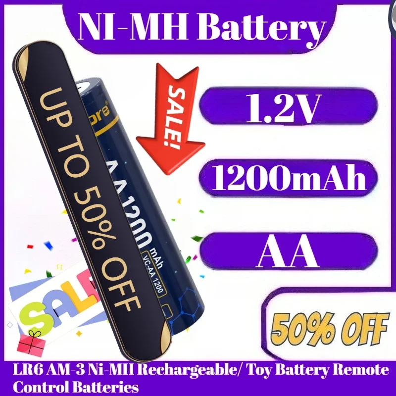 

1.2V 1200mAh AA Battery LR6 AM-3 Ni-MH Rechargeable/ Toy Battery Remote Control Batteries
