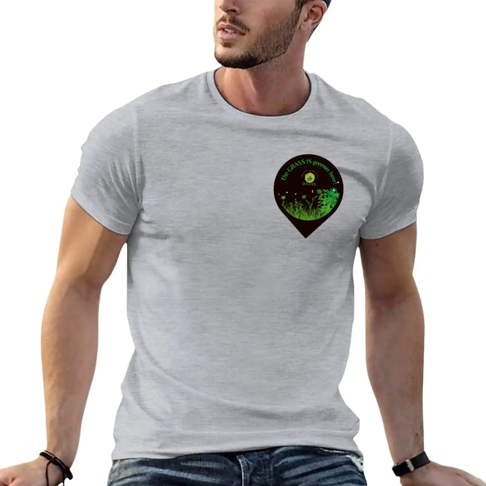 The GRASS IS greener here with Logo T-Shirt animal prinfor boys customs design your own t shirts for men