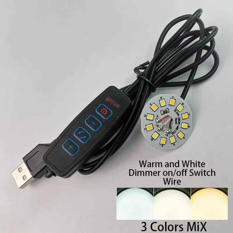 Warm White Color DC 5V 3W USB LED Lights 2835 Chip Single Dimmer Reading Night Desk Book Tablet Reading Lamp Switch Power Cable