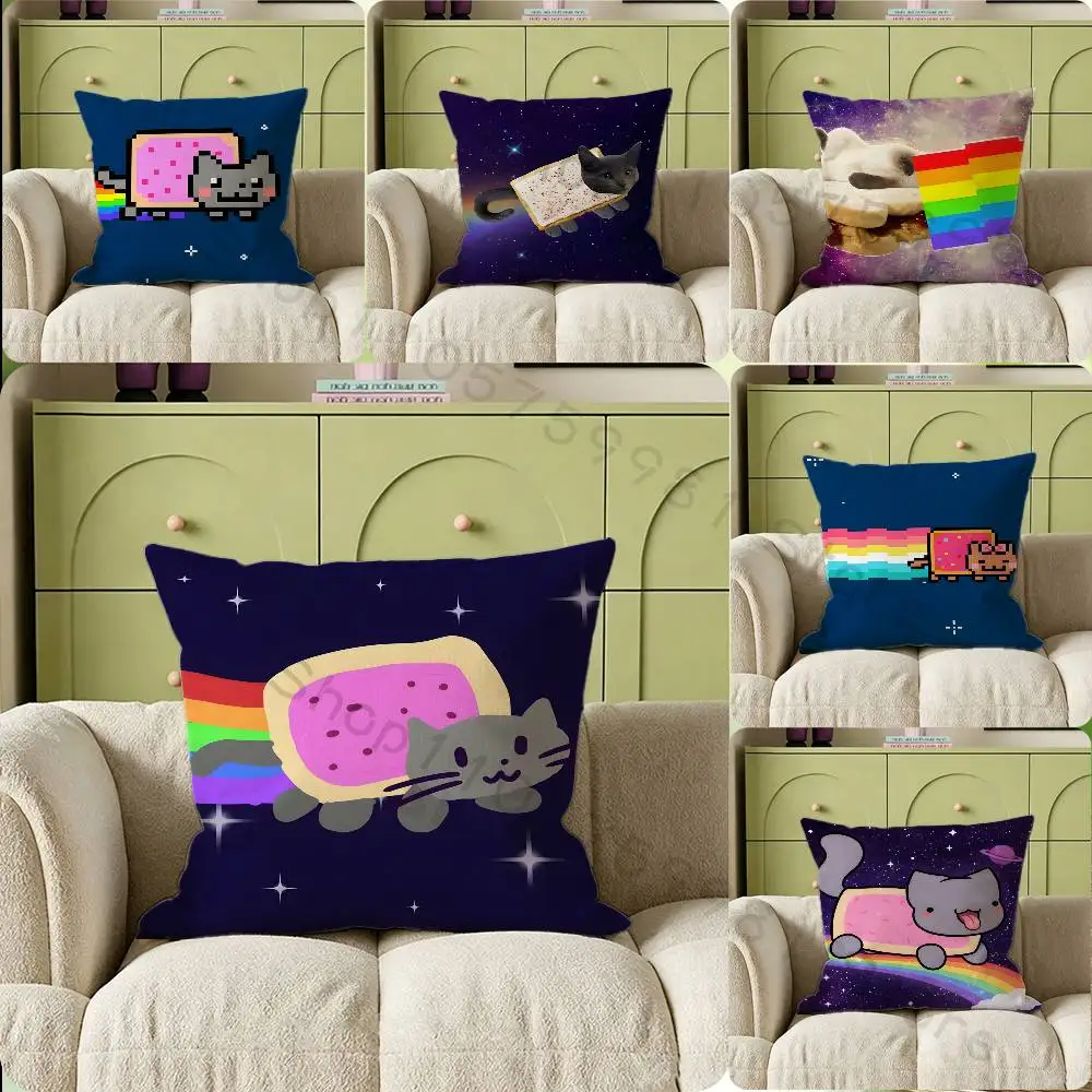 N-Nyan C-Cat S-Snapin Print Throw Pillow Cover Square Cushion Case for Living Room Bedroom Decor