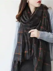 ผู้หญิงผ้าพันคอแคชเมียร์ยาวผ้าพันคอผ้าพันคอฤดูใบไม้ร่วงอังกฤษคลาสสิกลายสก๊อตผ้าพันคอแคชเมียร์ 2020 แฟชั่นผ้าคลุมไหล่