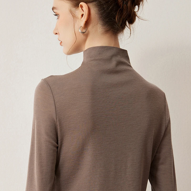 

Весенне-осенний новый женский изысканный пуловер из пряжи Yangtze из 100% шерсти, повседневный однотонный вязаный свитер, комбинированные топы с высоким воротником