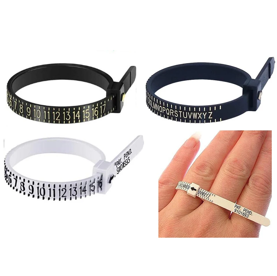 US/UK/EU/HK/JP Ring Sizer Finger Gauge Messen Lineal Skala Kunststoff Ring Sizer Schmuck Mess Werkzeug – Detail 7