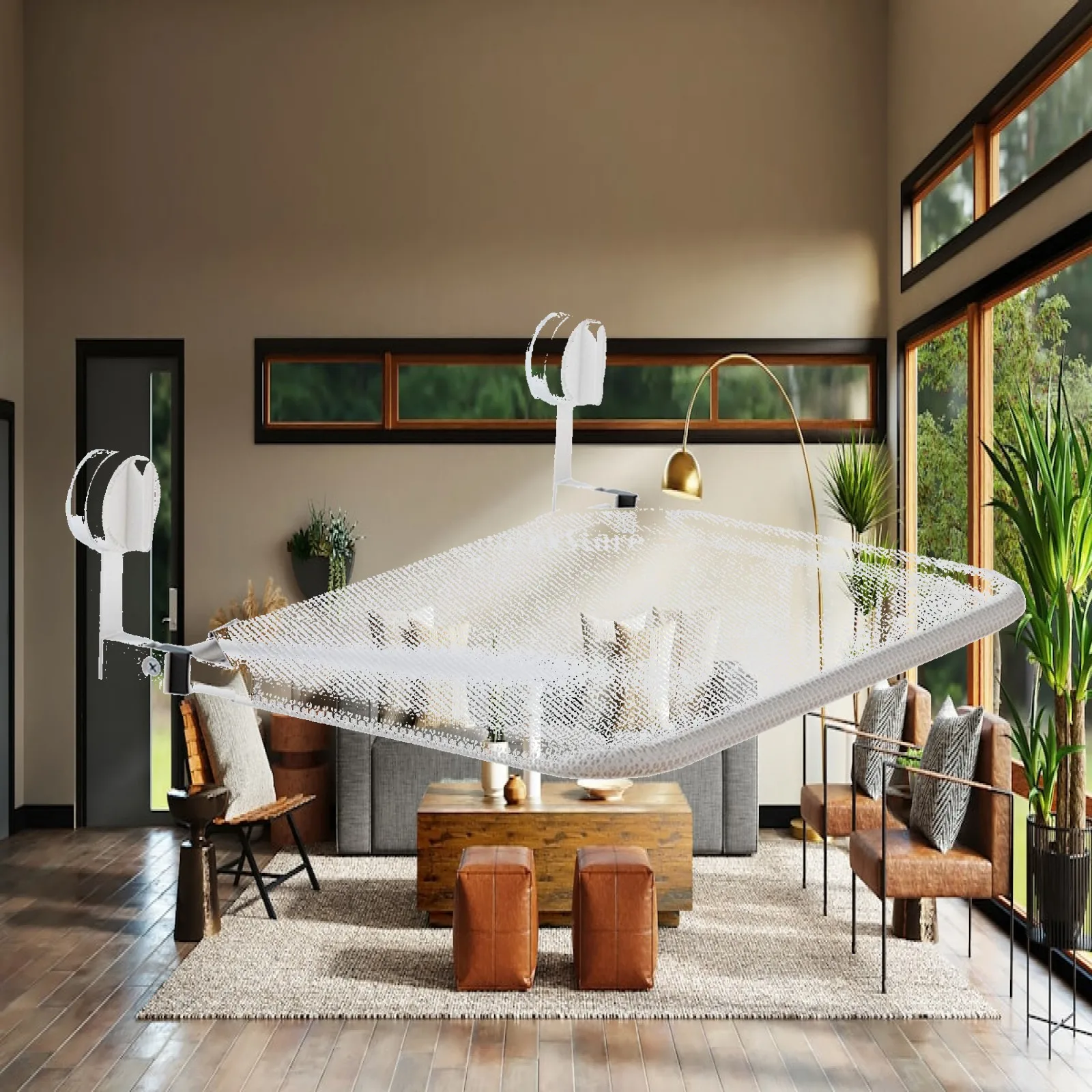 Retractable Cloth Drying Mesh Window Hanger Foldable Suction Cup Rack for Towels Delicates Indoor Outdoor Use