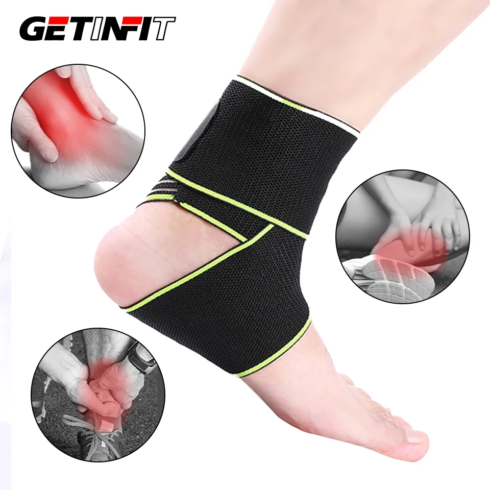 1PCS Professional Ankle Strain Wrap Bandage Elastic Woven Ankle Support Bracket Anti-sprain Silicone Protection Women Men Unisex