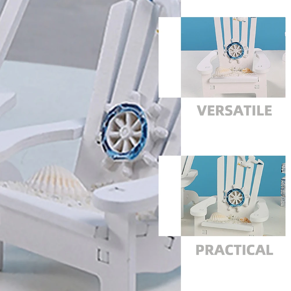

Mini Beach Chair Decorations White Sand Chair Miniature Dollhouse Accessories Ocean Theme Sturdy Lightweight