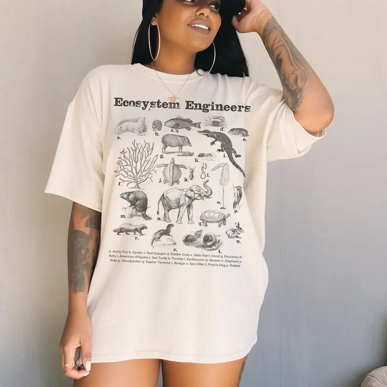 

Ecosystem Engineers Earth Day Protect Wildlife Graphic Tshirts High Quality Cotton Regular Short Sleeve Unisex Crewneck T-shirts